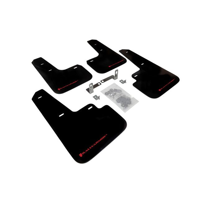 Rally Armor MF43-UR-BLK/RD - 2015-2019 Mitsubishi Mirage DE ES SE GT - Black Mud Flap/Red Logo