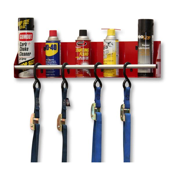 Go Rhino - 2018R - Medium Aerosol Can Organizer & Bar Combination - Red