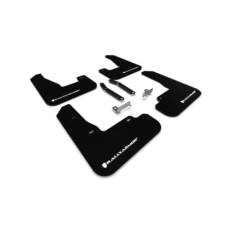 Rally Armor MF59-UR-BLK/WH - 2019+ Hyundai Elantra Elantra GT N-line i30 N - Black Mud Flap/White Logo